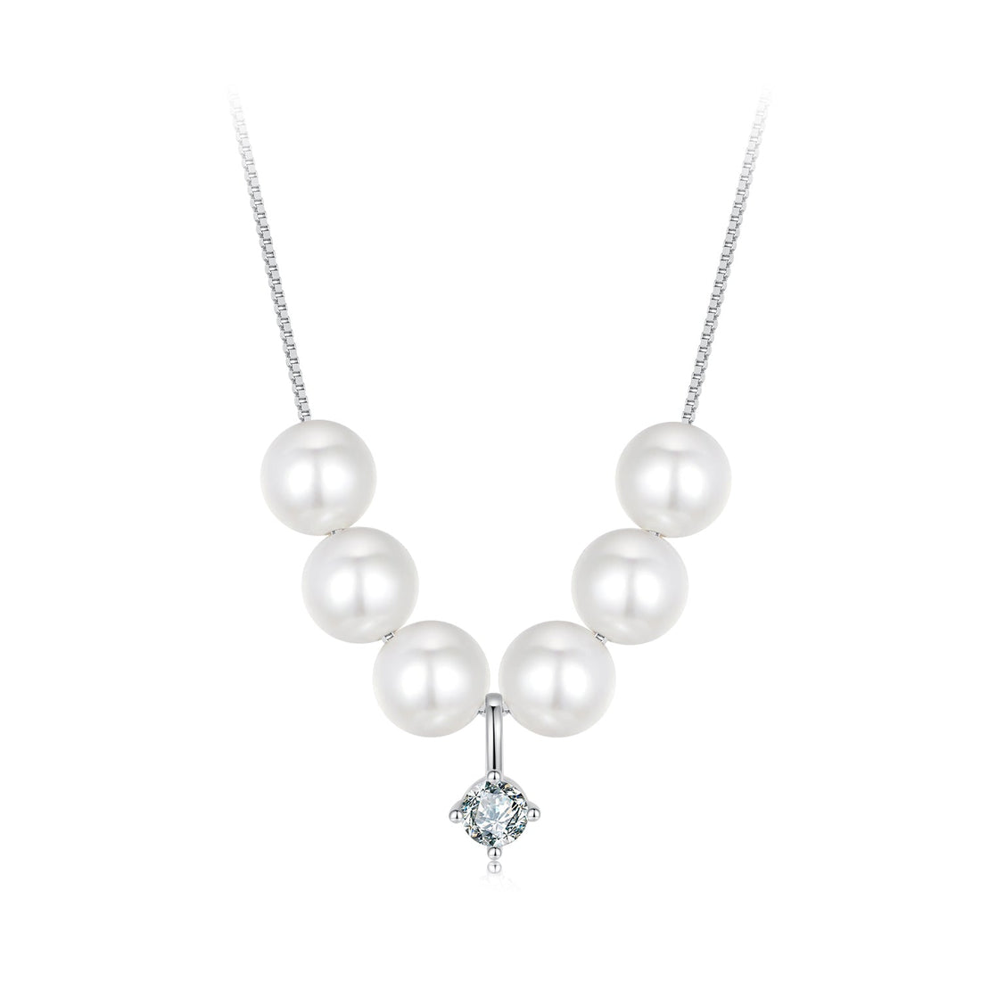 925 Sterling Silver Moissanite &amp; Quality Shell Pearl Adjustable Necklace for Women  DestGlow