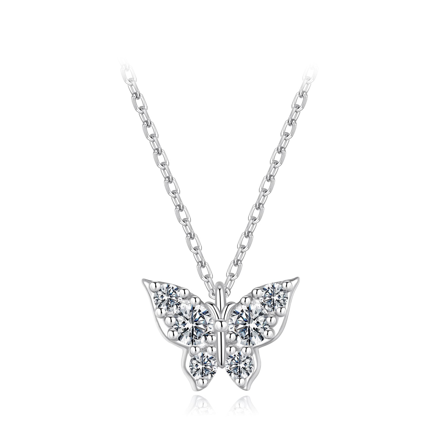 925 Sterling Silver Plated White Gold Moissanite Necklace 40+5cm for Women  DestGlow