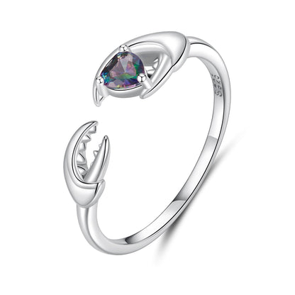925 Sterling Silver Transparent Glass Oxidized Silver Ring for Women  DestGlow