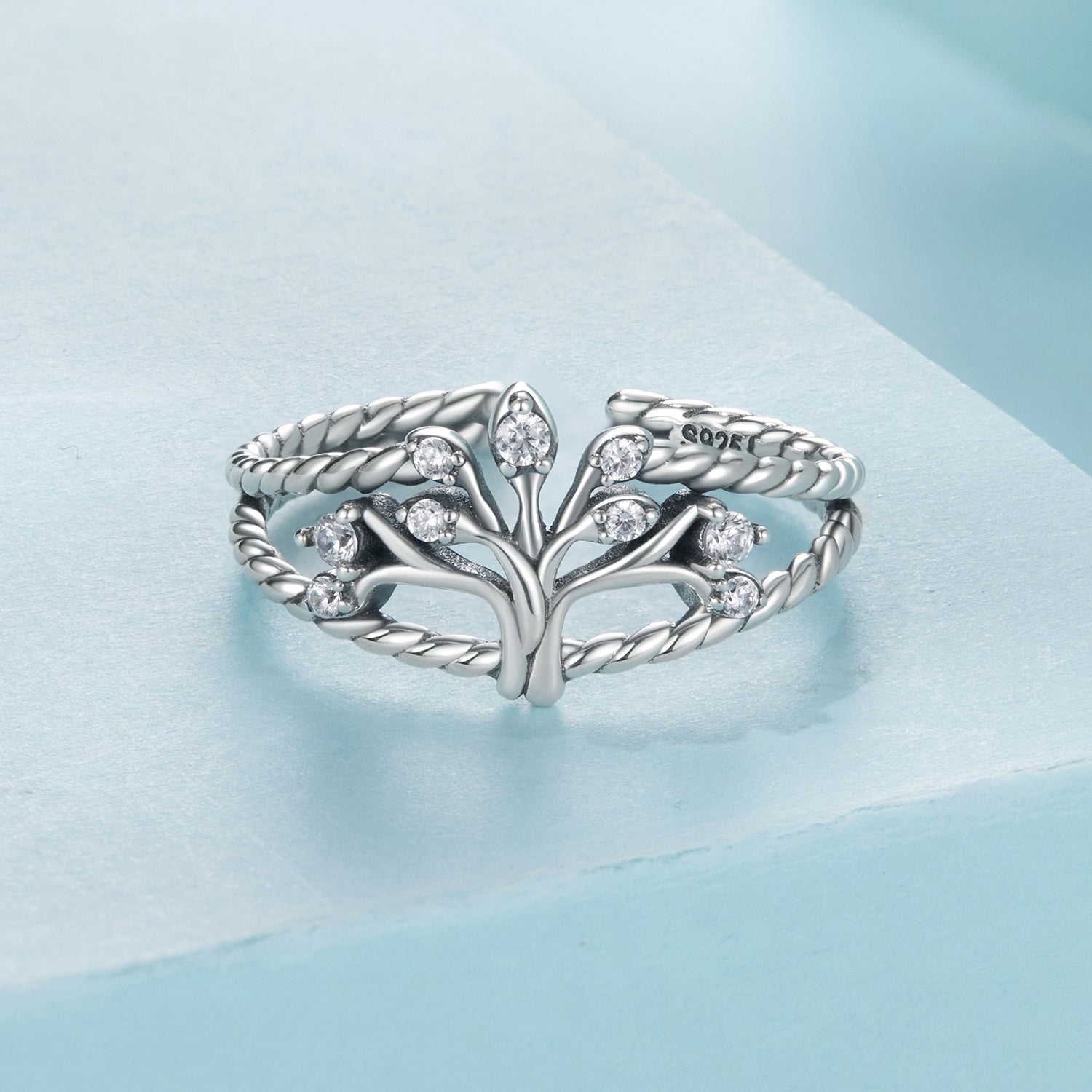925 Sterling Silver Oxidized Pavé CZ Ring for Women  DestGlow