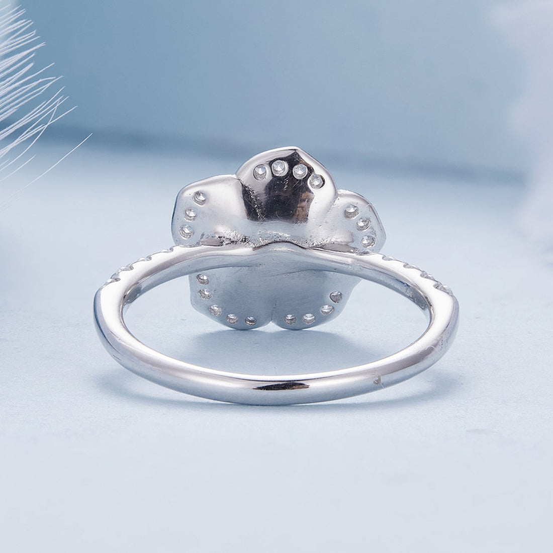 925 Sterling Silver Pavé Set CZ Platinum Plated Ring Size 6 for Women  DestGlow