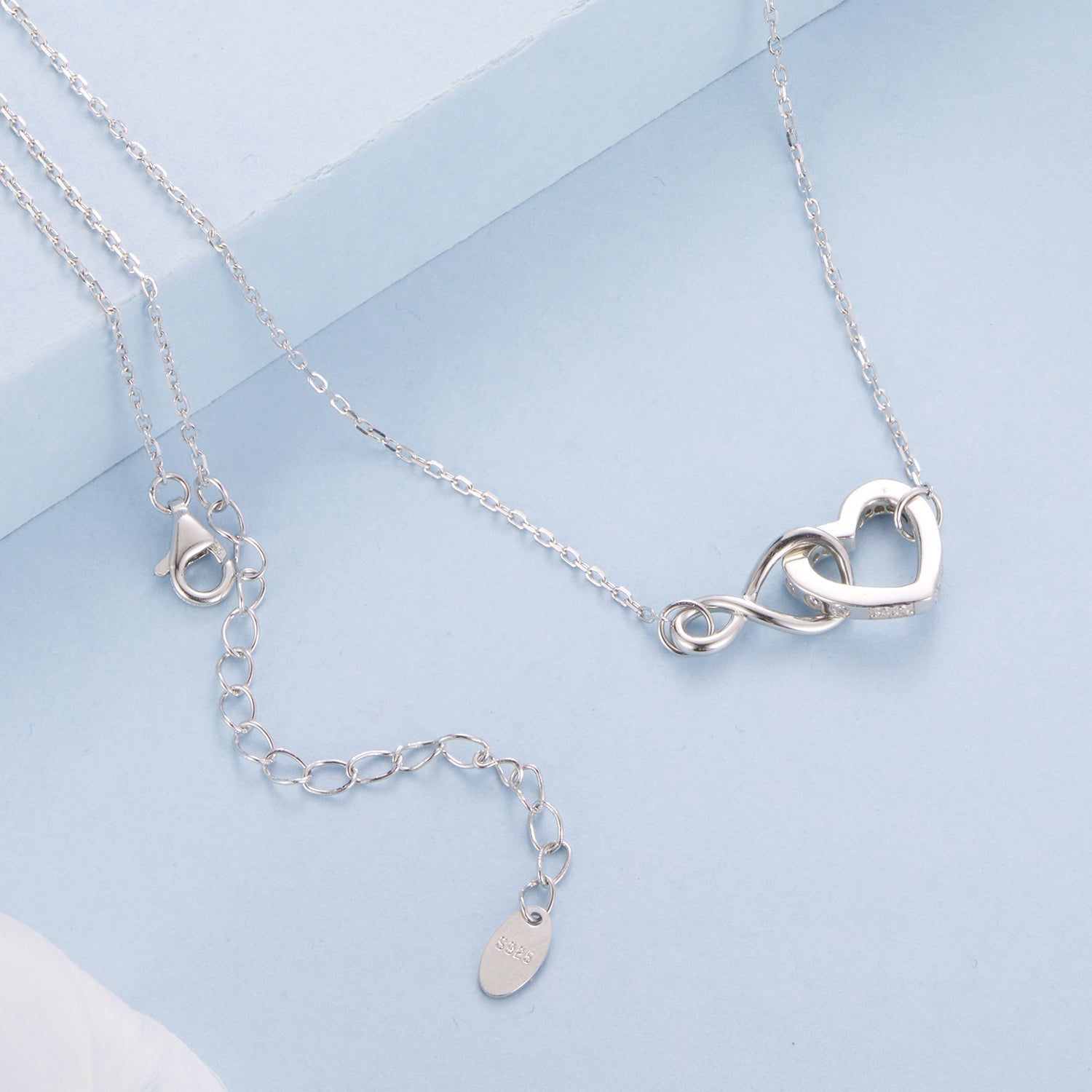 925 Sterling Silver Necklace with Pavé Setting CZ, 40+5cm, Plated White Gold, Women  DestGlow