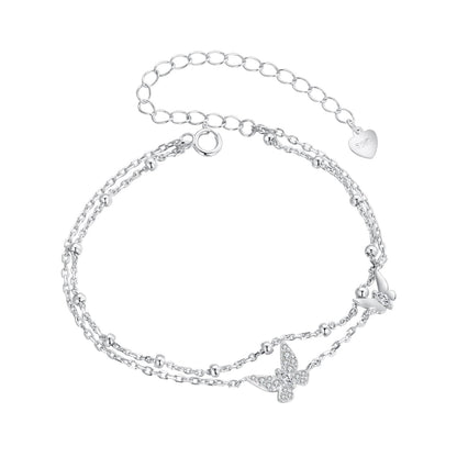 925 Sterling Silver Bracelets with Platinum Plating and CZ Stones - 150+60mm  DestGlow