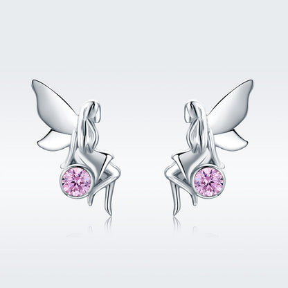 925 Sterling Silver Earrings with Pavé Setting CZ, 1.6*0.7 cm for Women