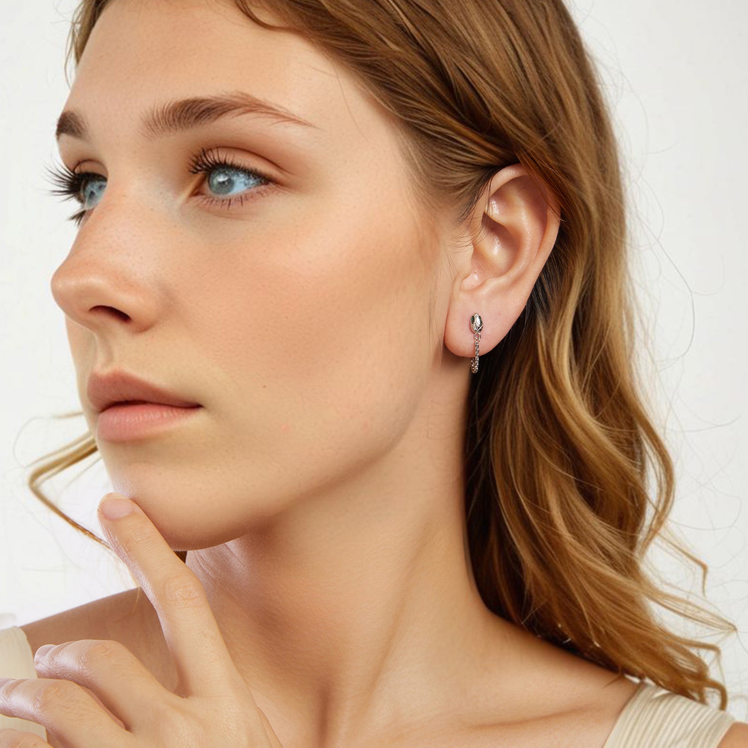 925 Sterling Silver Earrings with CZ in White Gold Plating  DestGlow