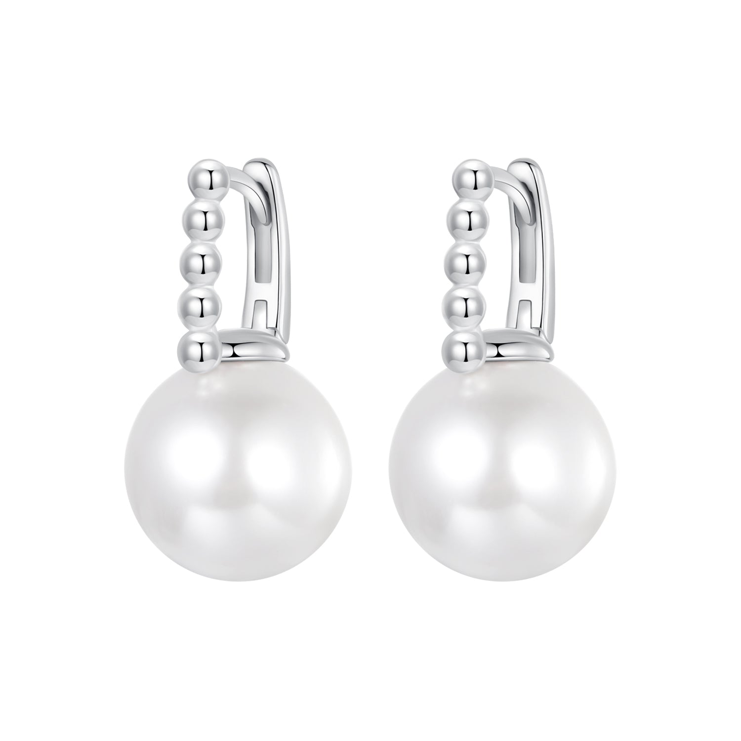 925 Sterling Silver Earrings with White Gold Plating and Shell Pearl for Women  DestGlow