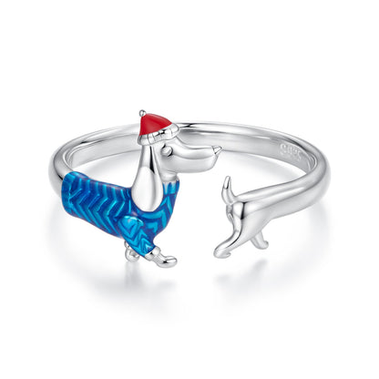 925 Sterling Silver Enamel Ring for Dogs, 0.2cm Width, White Gold Plated  DestGlow