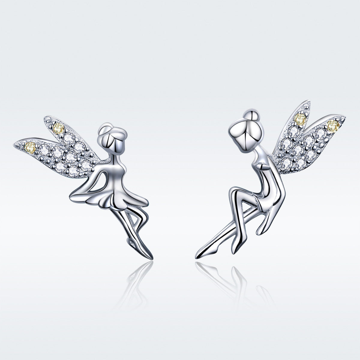 925 Sterling Silver Stud Earrings with CZ, 1.2 x 1.5cm &amp; 1.5 x 0.9cm, Women  DestGlow