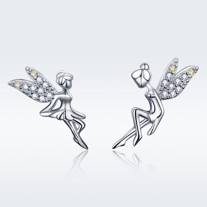 925 Sterling Silver Stud Earrings with CZ, 1.2 x 1.5cm &amp; 1.5 x 0.9cm, Women  DestGlow