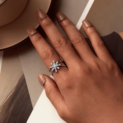 925 Sterling Silver Platinum Plated Pavé Set CZ Ring for Women  DestGlow