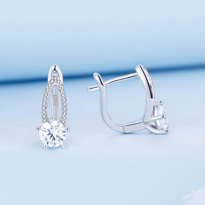 925 Sterling Silver Earrings with CZ Pavé Setting, 1.4*0.62cm for Women  DestGlow