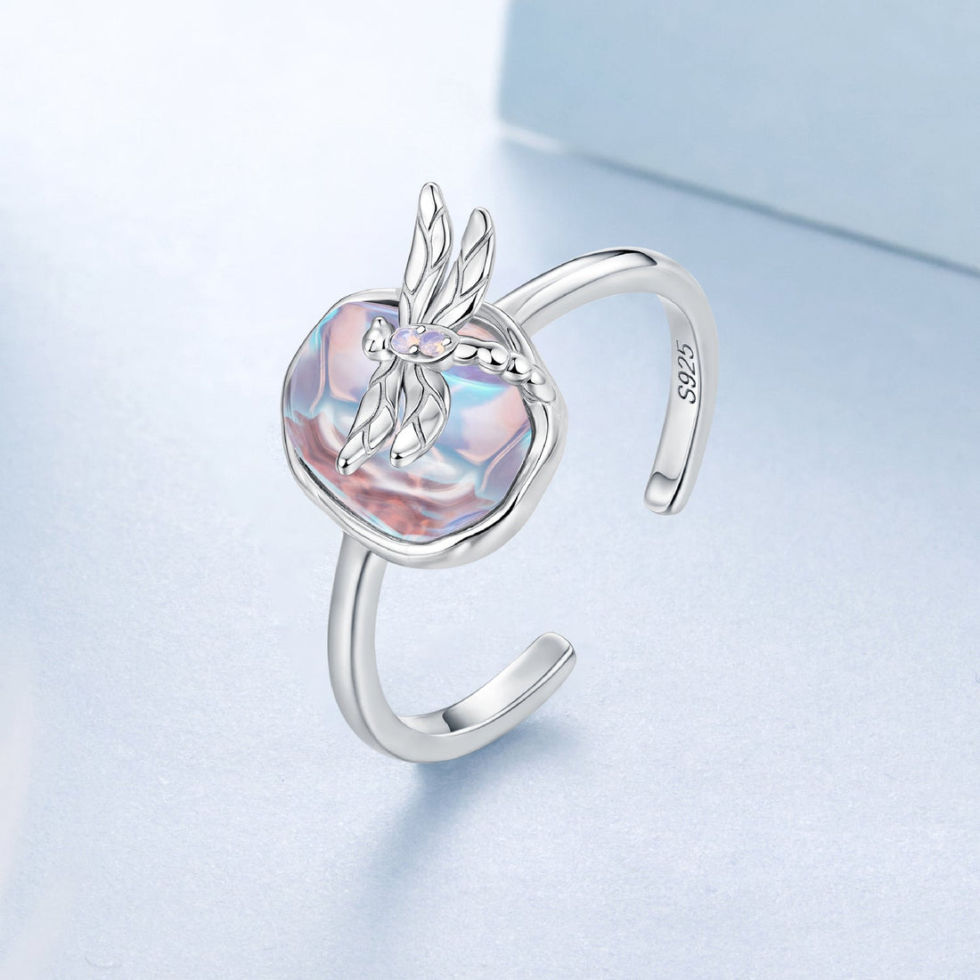 925 Sterling Silver Ring with Nano Opal Stone, 0.15 cm Width for Women  DestGlow