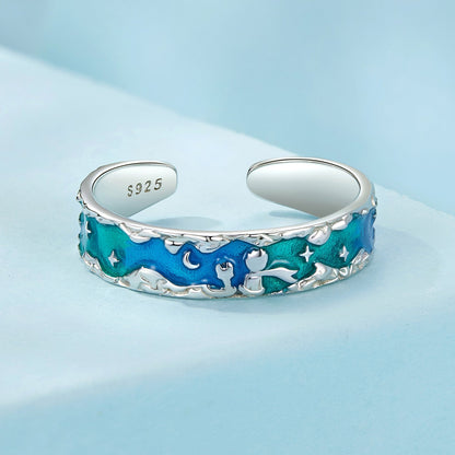 925 Sterling Silver Enamel White Gold Plated 5mm Ring  DestGlow