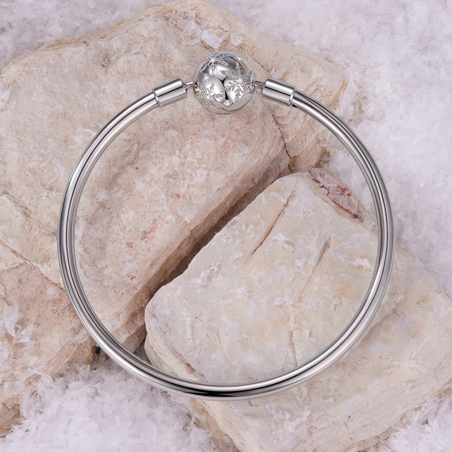 925 Sterling Silver Pavé Setting CZ Bracelet with White Gold Plating for Women - Size 17.0  DestGlow