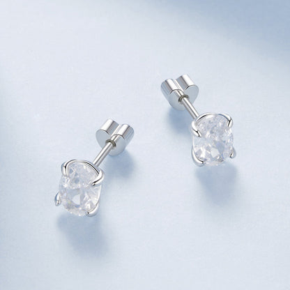 925 Sterling Silver Earrings with Pavé Setting CZ, 0.7*0.5cm, for Women  DestGlow