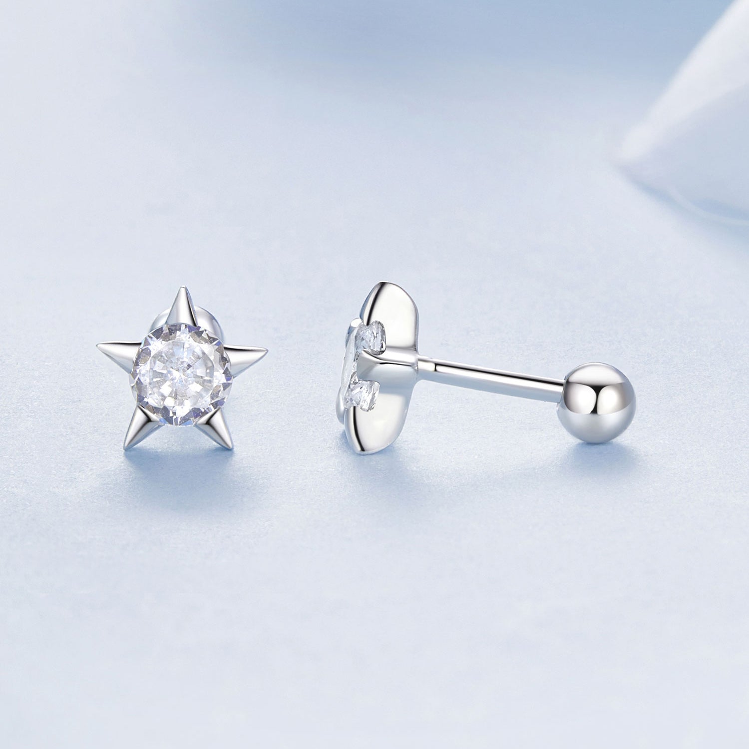 925 Sterling Silver Earrings with Pavé Setting CZ in White Gold  DestGlow
