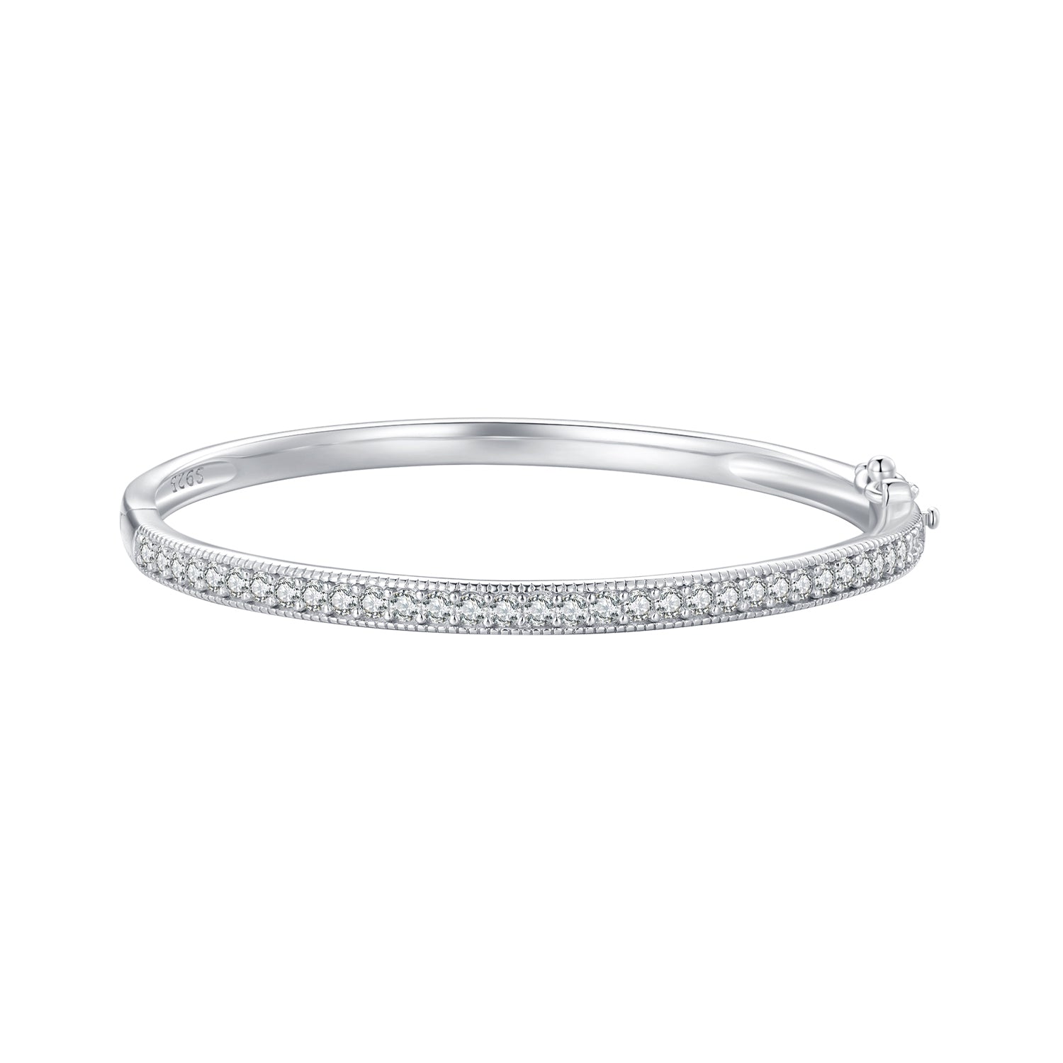 925 Silver &amp; Platinum Pavé Setting CZ Bracelets, Size 17.0 mm for Women  DestGlow