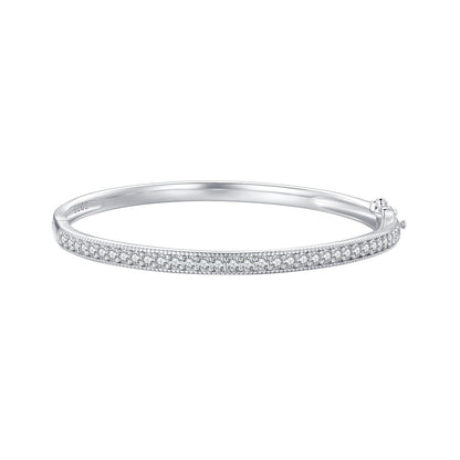 925 Silver &amp; Platinum Pavé Setting CZ Bracelets, Size 17.0 mm for Women  DestGlow