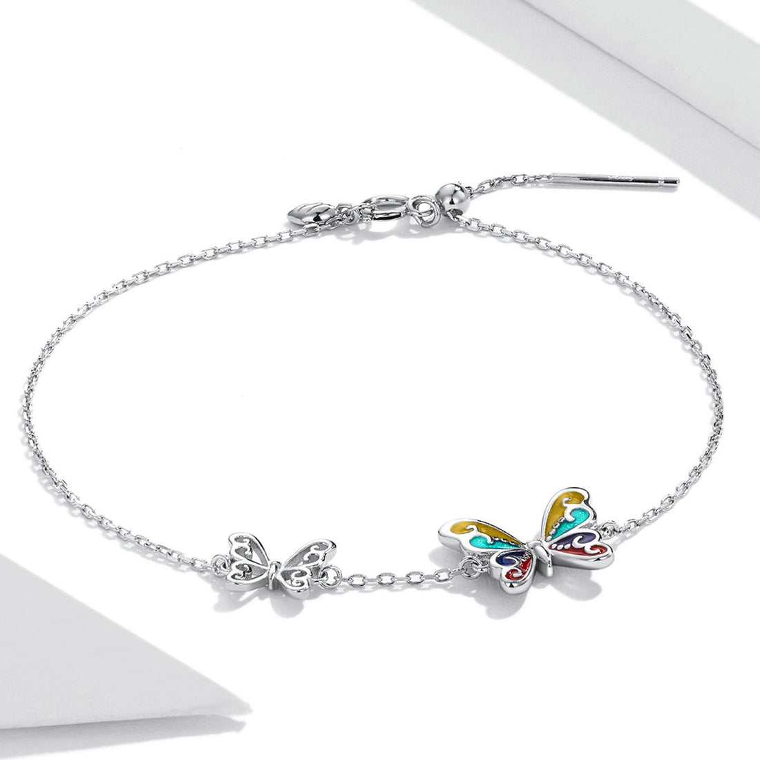 925 Sterling Silver Adjustable Butterfly Enamel Bracelet for Women  DestGlow