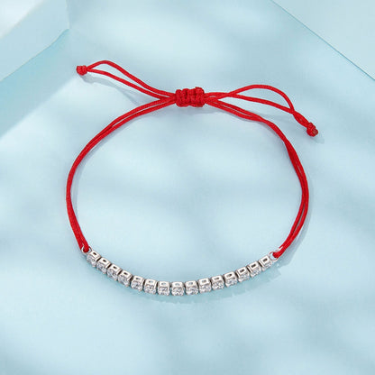 925 Sterling Silver Adjustable White Gold Plated Bracelet with CZ  DestGlow