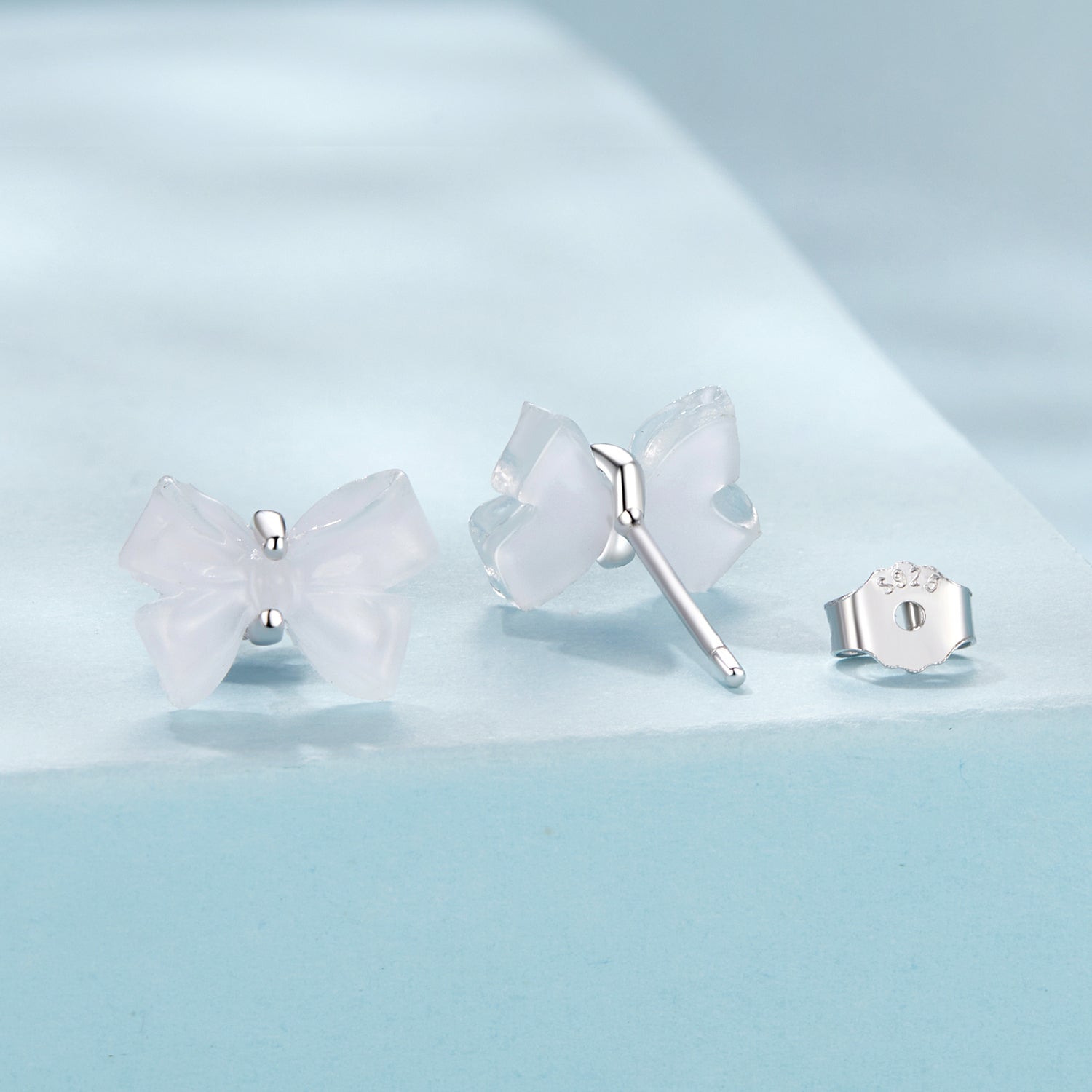 925 Sterling Silver Earrings for Women, 0.8*1.1cm, Plated White Gold  DestGlow