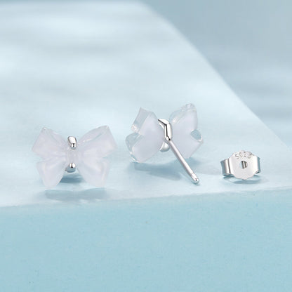 925 Sterling Silver Earrings for Women, 0.8*1.1cm, Plated White Gold  DestGlow