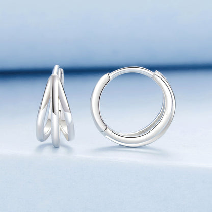 925 Sterling Silver Earrings with White Gold Plating, 1.3*0.6 cm, For Women  DestGlow