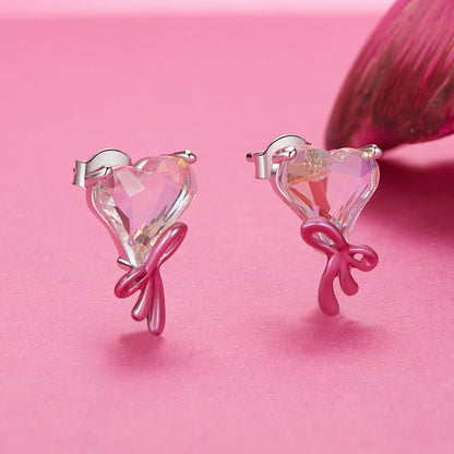 925 Sterling Silver Enamel Earrings with Transparent Glass for Women  DestGlow