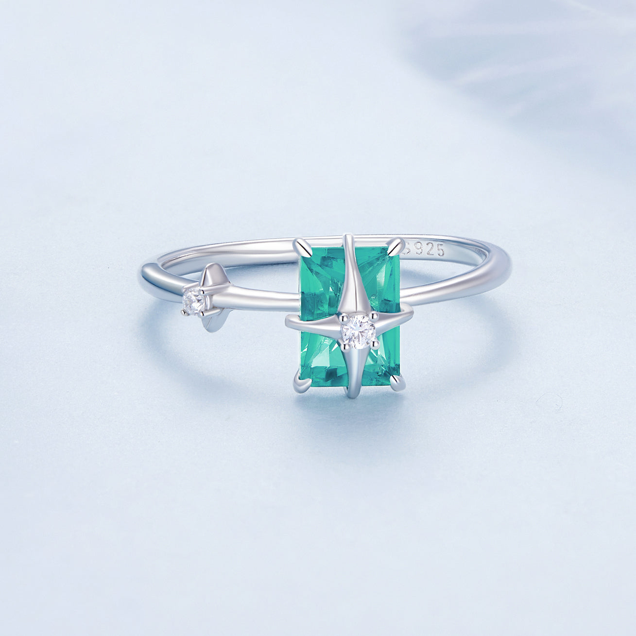 925 Sterling Silver 1.40mm Width CZ &amp; Glass Ring Size 6 for Women by Bids.com