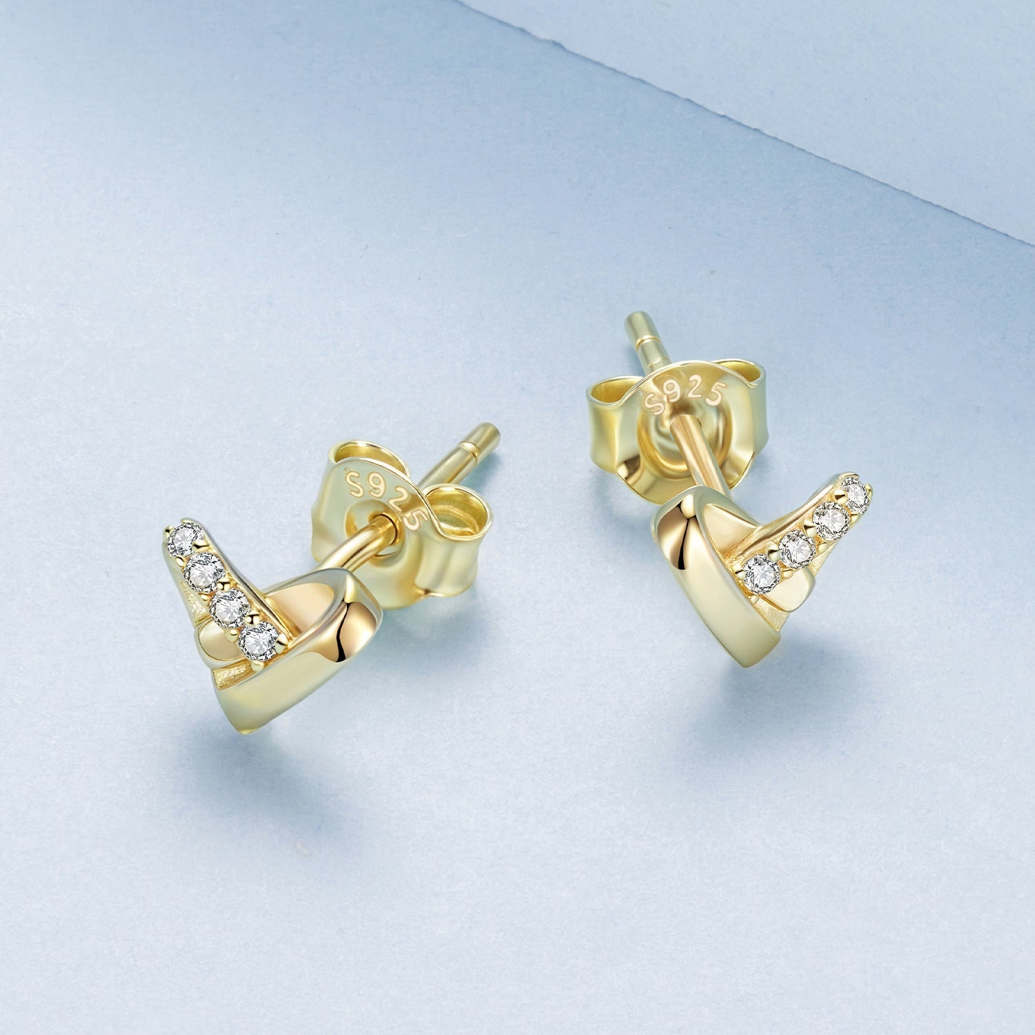 925 Sterling Silver Earrings with Pavé Setting CZ in Gold Plated  DestGlow