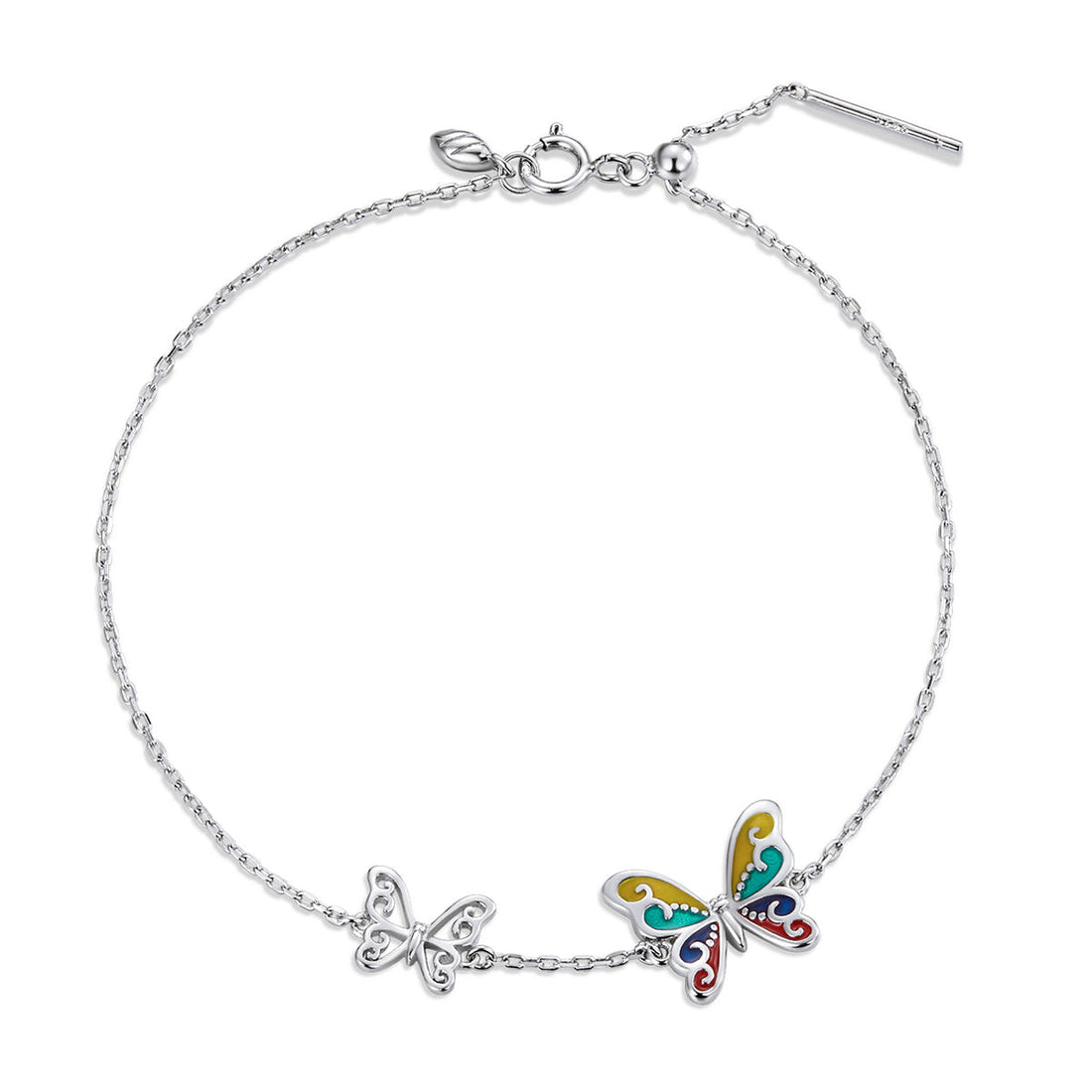 925 Sterling Silver Adjustable Butterfly Enamel Bracelet for Women  DestGlow