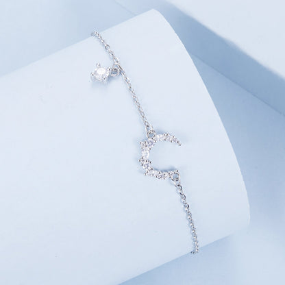 925 Sterling Silver CZ Bracelet with White Gold Plating, 150mm Length for Women  DestGlow