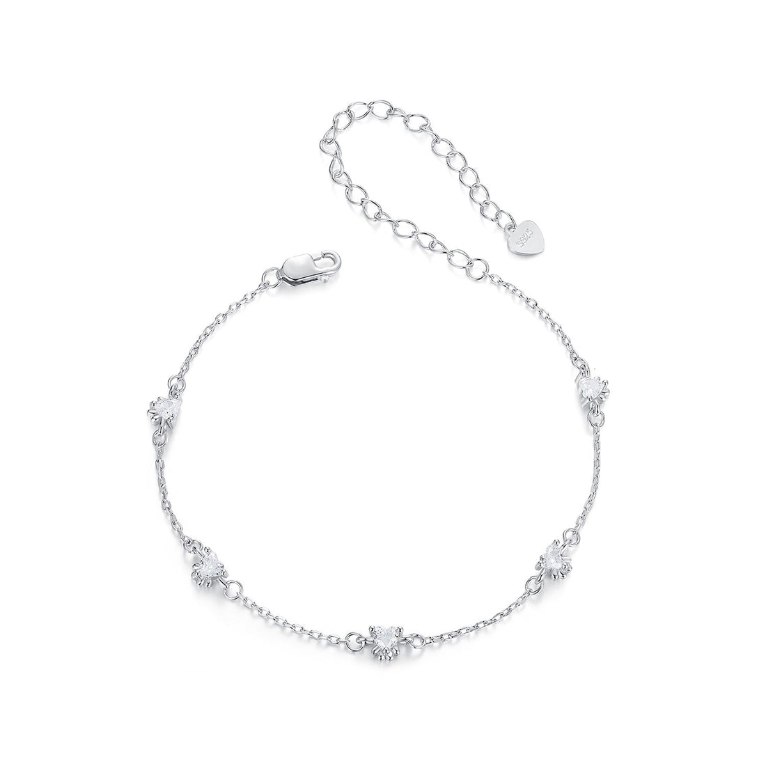 925 Sterling Silver Bracelet with Pavé Setting CZ and White Gold Plating  DestGlow