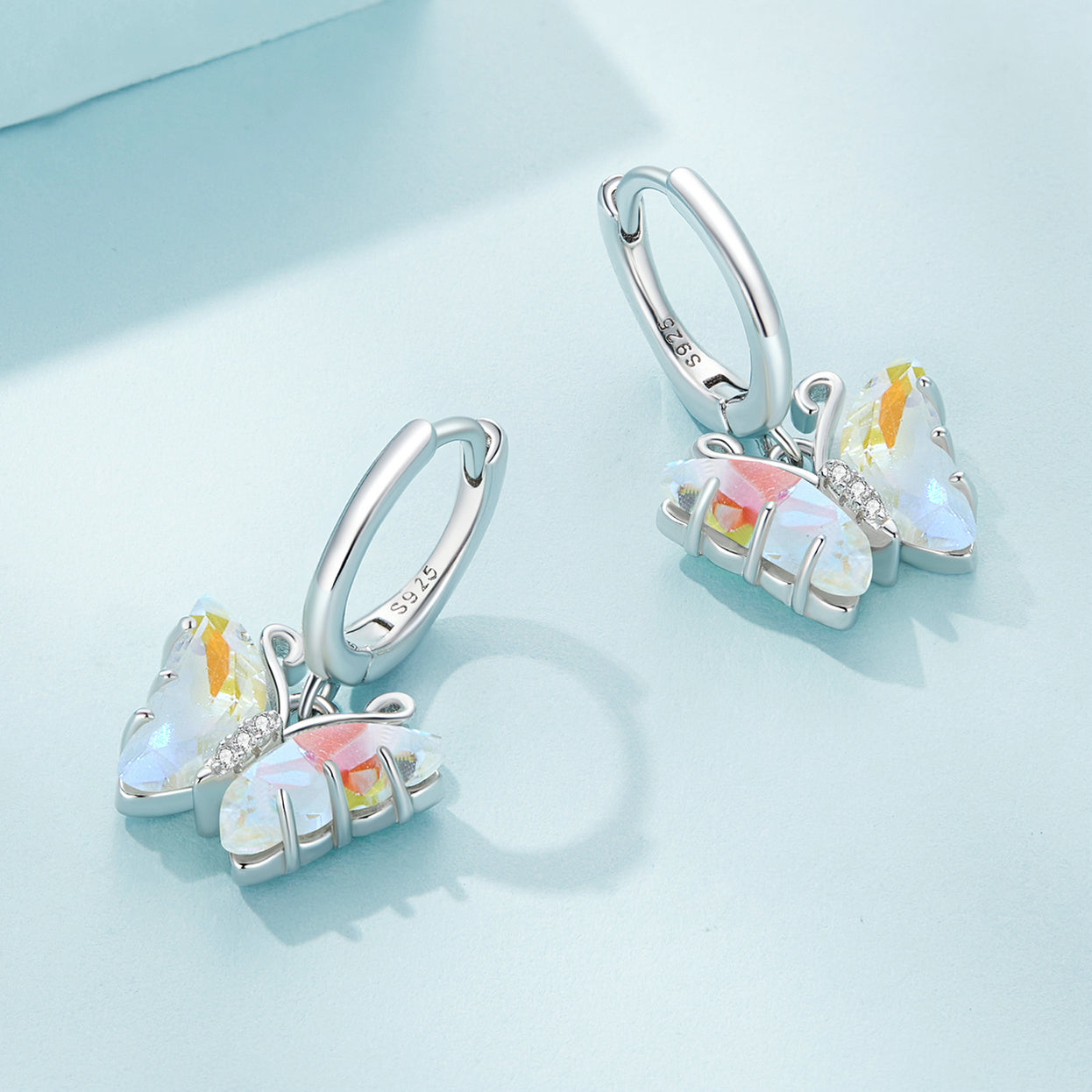 925 Sterling Silver Earrings with Resin, 23x13mm, Plated Platinum for Women  DestGlow