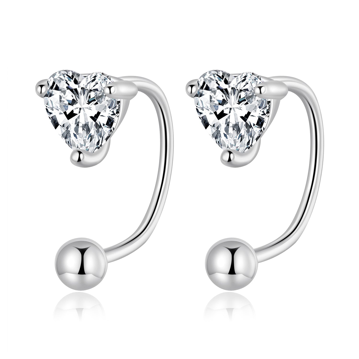 925 Sterling Silver Earrings with Pavé Set CZ, Plated Platinum, 1.4*0.6cm - For Women  DestGlow