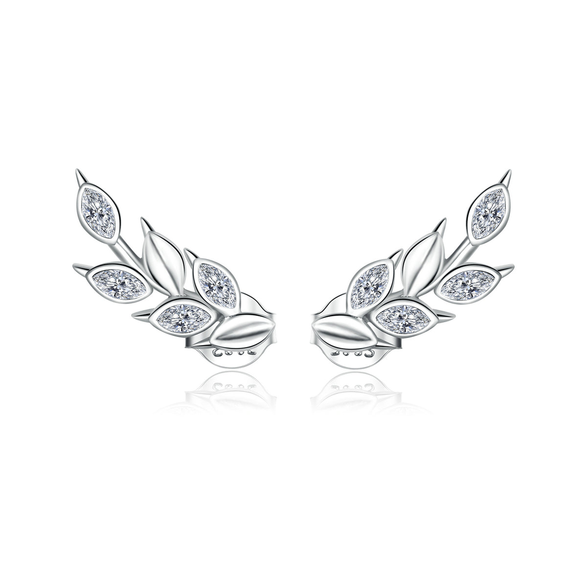 925 Sterling Silver Earrings with CZ in Pavé Setting, 1.4*0.5cm for Women  DestGlow
