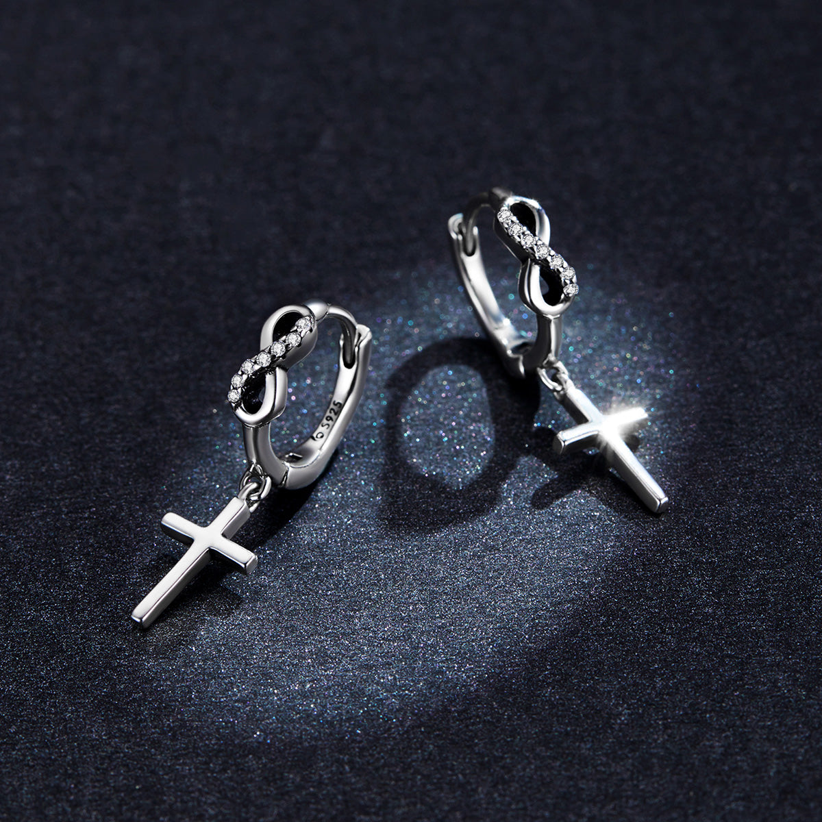 925 Sterling Silver Earrings with Pavé Setting CZ in Oxidized Finish  DestGlow