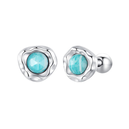 925 Sterling Silver Amazonite Earrings 0.55cm Plated White Gold for Women  DestGlow