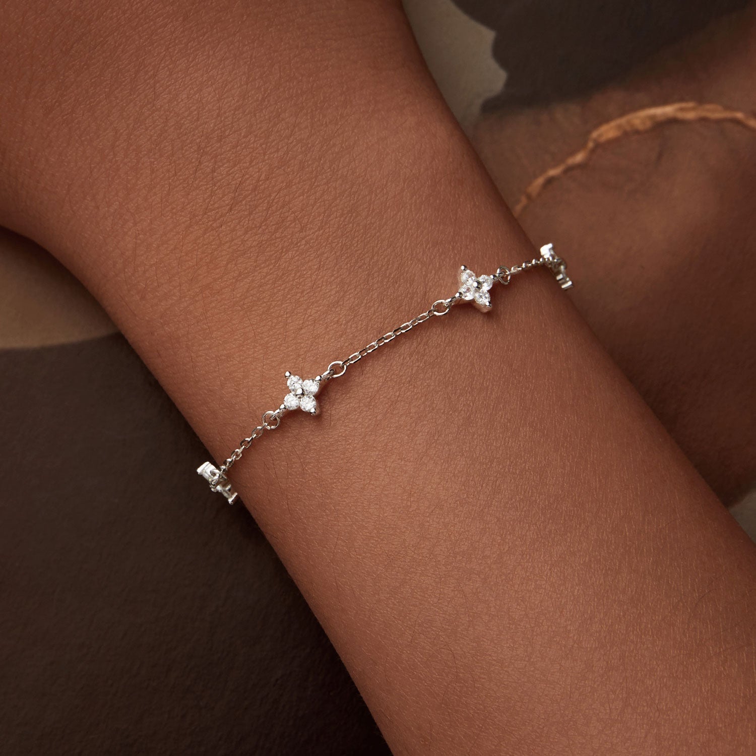 925 Sterling Silver White Gold Plated Adjustable CZ Bracelet for Women  DestGlow