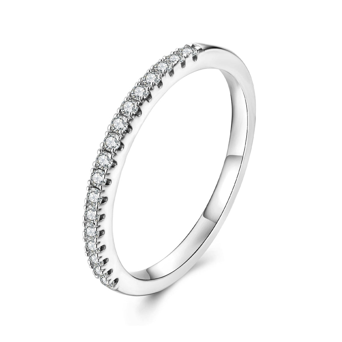 925 Sterling Silver 0.01ct Moissanite Ring in Size 8A  DestGlow