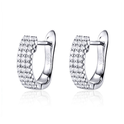 925 Sterling Silver Earrings with Pavé Setting CZ 1.3*0.4cm  DestGlow