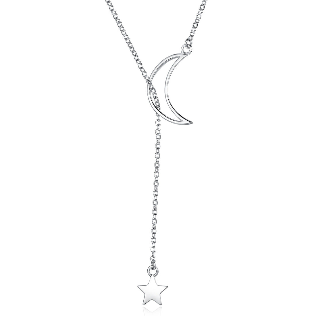 925 Sterling Silver Necklace 47cm with Moon Pendant for Women  DestGlow
