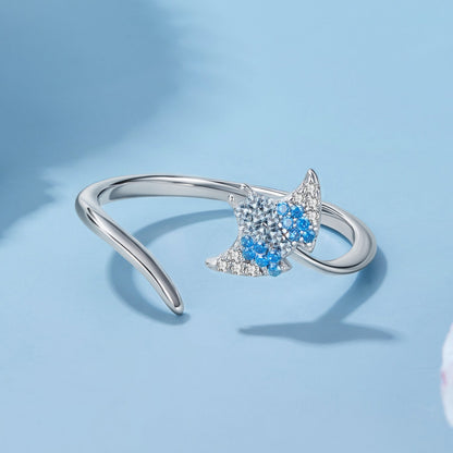 925 Sterling Silver Manta Ray Ring with Pavé Setting CZ for Women  DestGlow