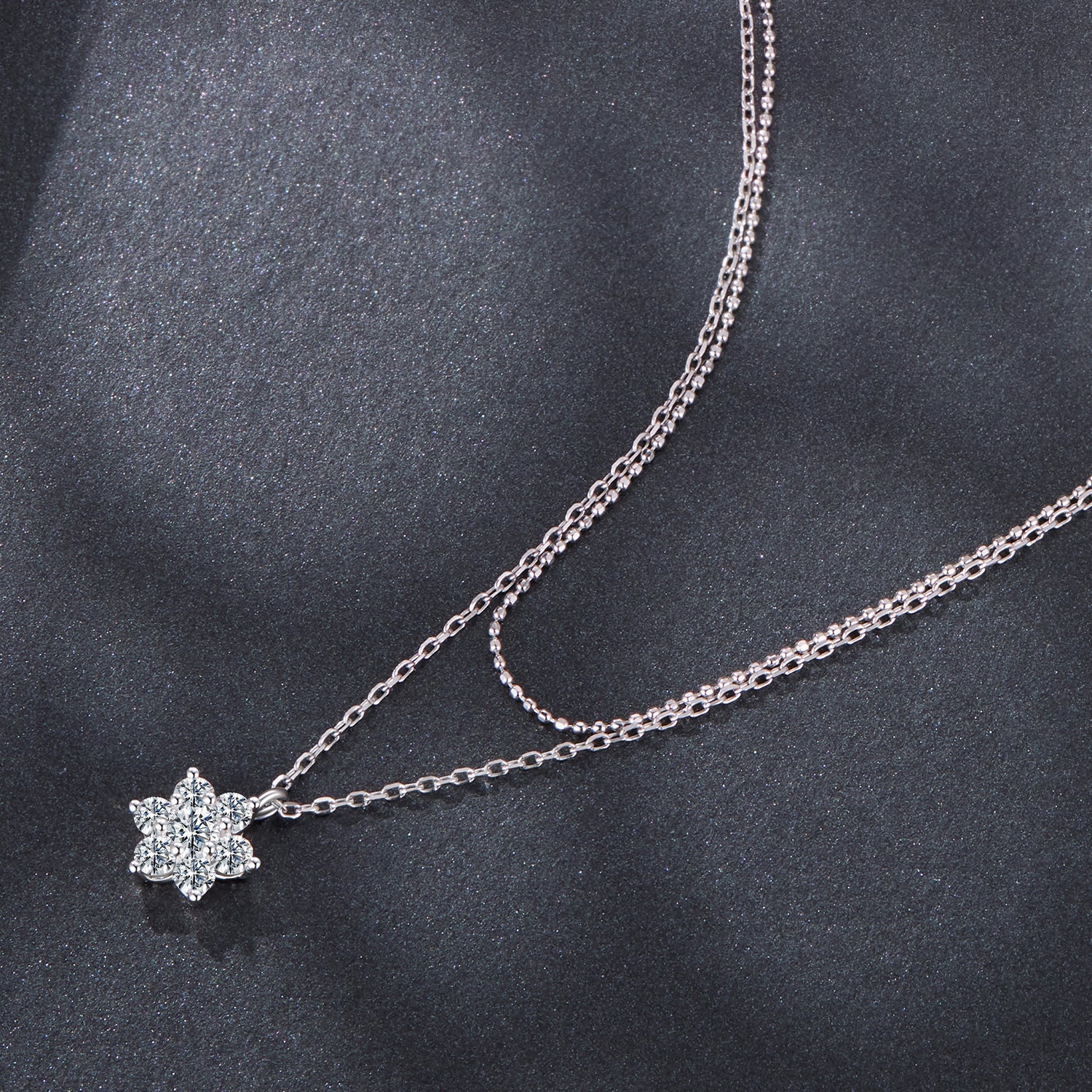 925 Sterling Silver 0.06 Carat &amp; 0.20 Carat Moissanite Necklace with White Gold Plating for Women