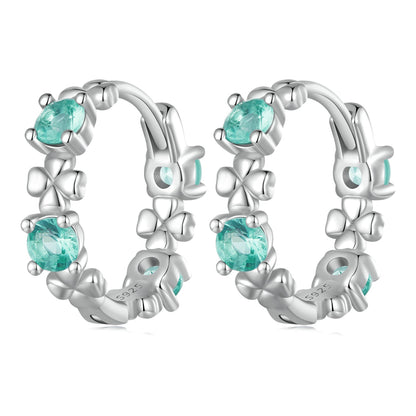 925 Sterling Silver Earrings with Transparent Glass in Size 14mm for Women  DestGlow