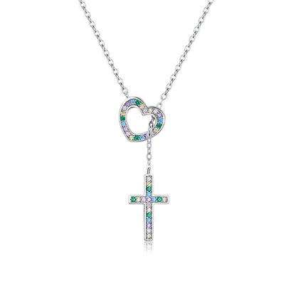 925 Sterling Silver Plated Necklace with Adjustable Length 42.5cm and CZ for Women  DestGlow