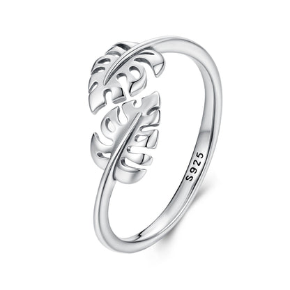 925 Sterling Silver Oxidized Leaf Ring for Women  DestGlow
