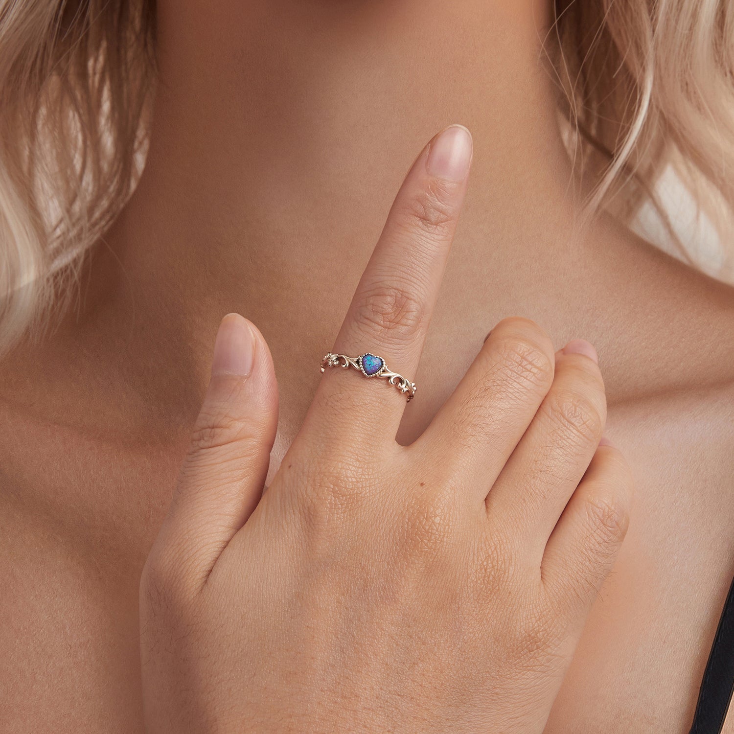 925 Sterling Silver Opal Pendant Ring for Women  DestGlow