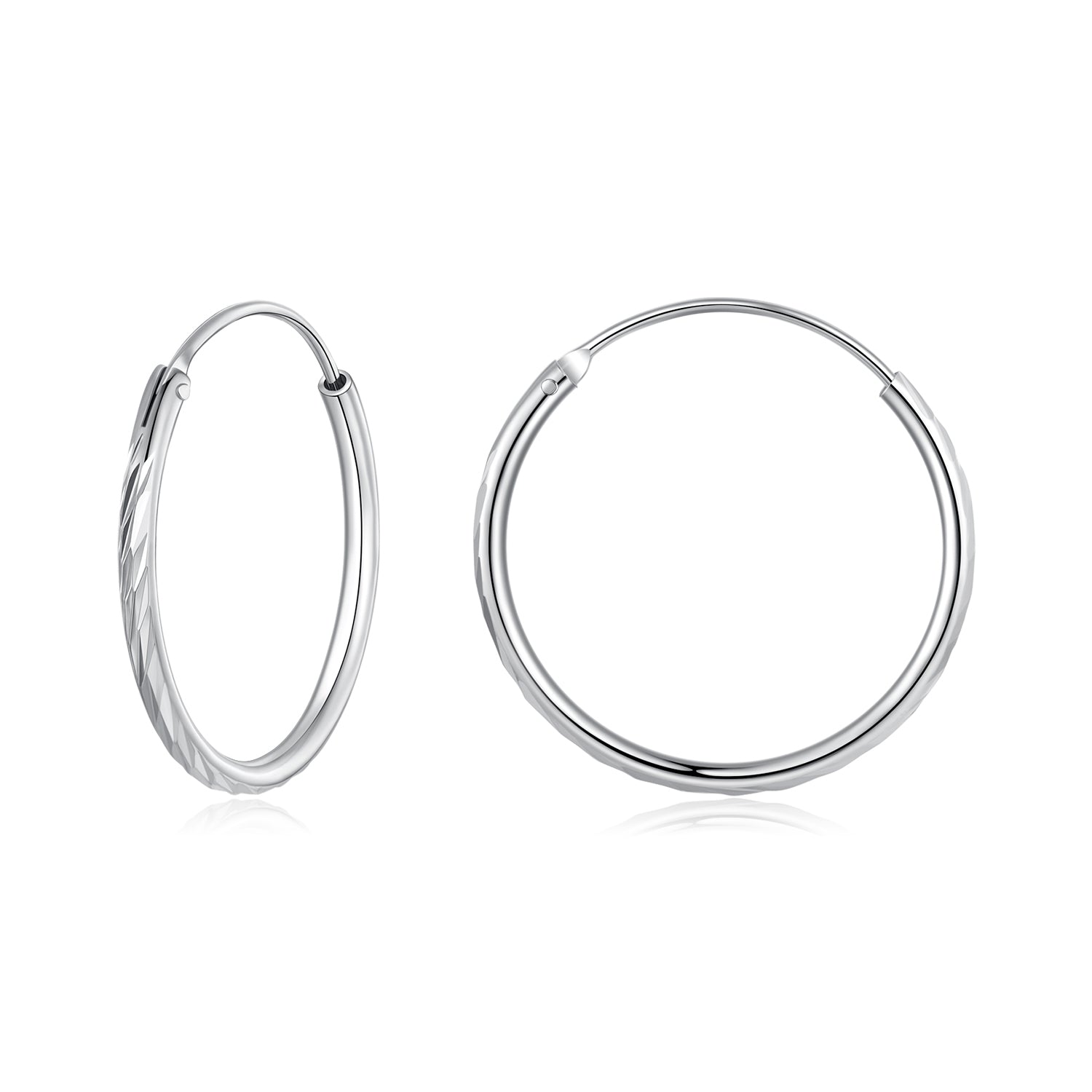 925 Sterling Silver Earrings for Women - White Gold Plated, 2.3x0.2 cm  DestGlow