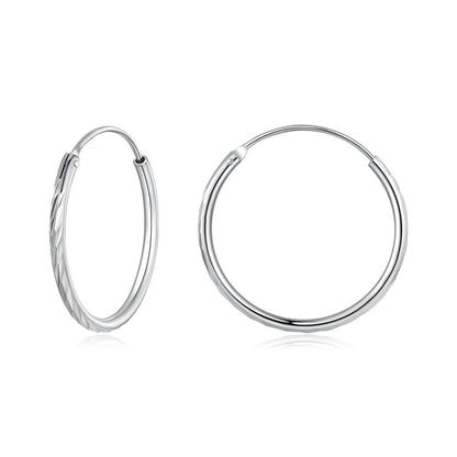 925 Sterling Silver Earrings for Women - White Gold Plated, 2.3x0.2 cm  DestGlow